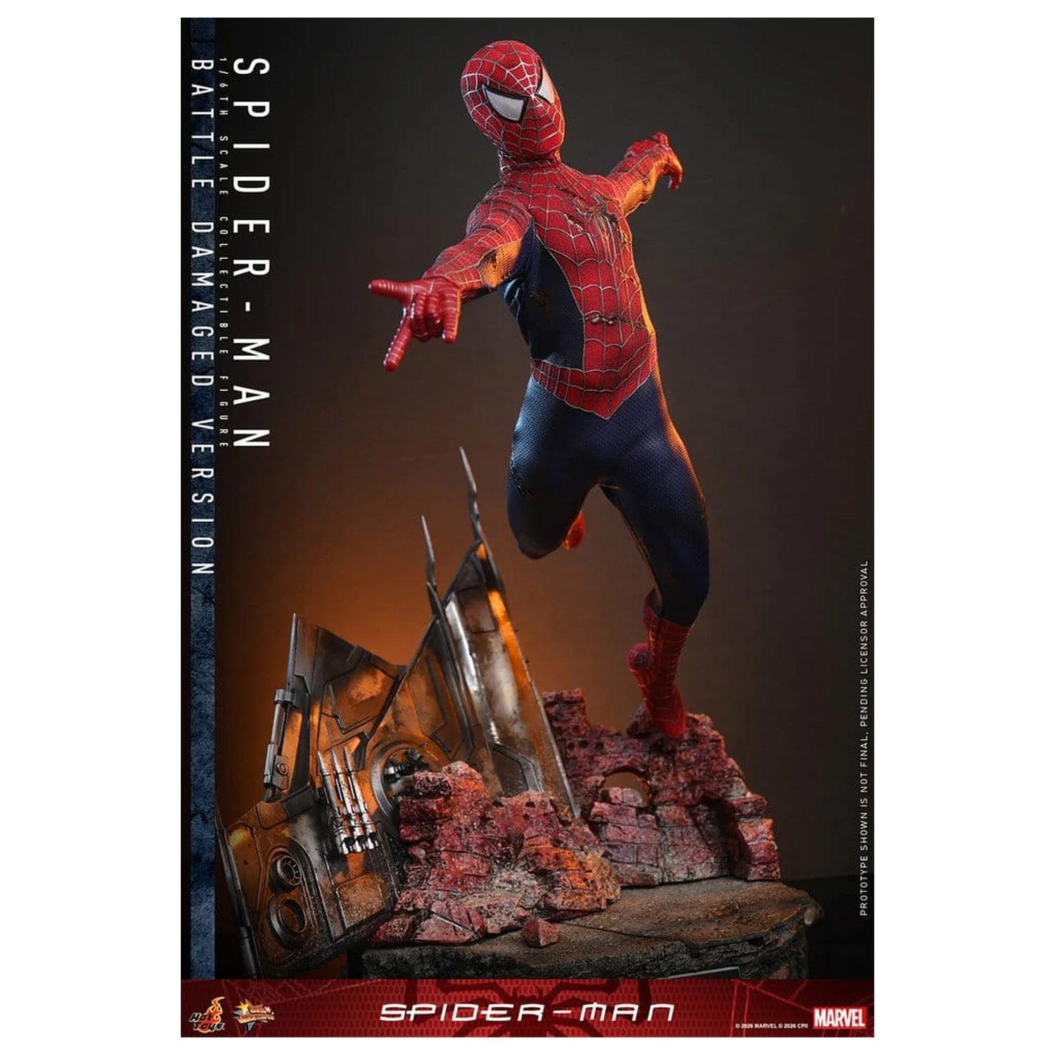 Spider-Man Movie Masterpiece akcijska figura 1/6 Spider-Man (Battle Damaged Version) 30 cm fotografija proizvoda