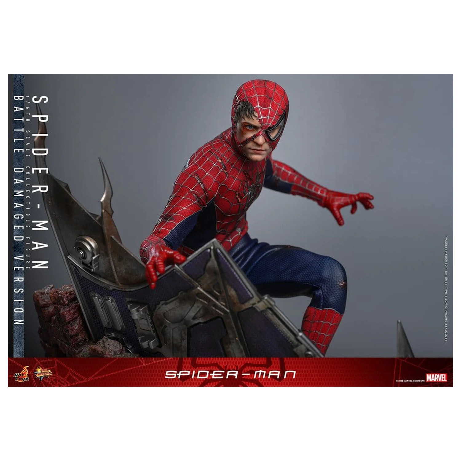 Spider-Man Movie Masterpiece akcijska figura 1/6 Spider-Man (Battle Damaged Version) 30 cm fotografija proizvoda