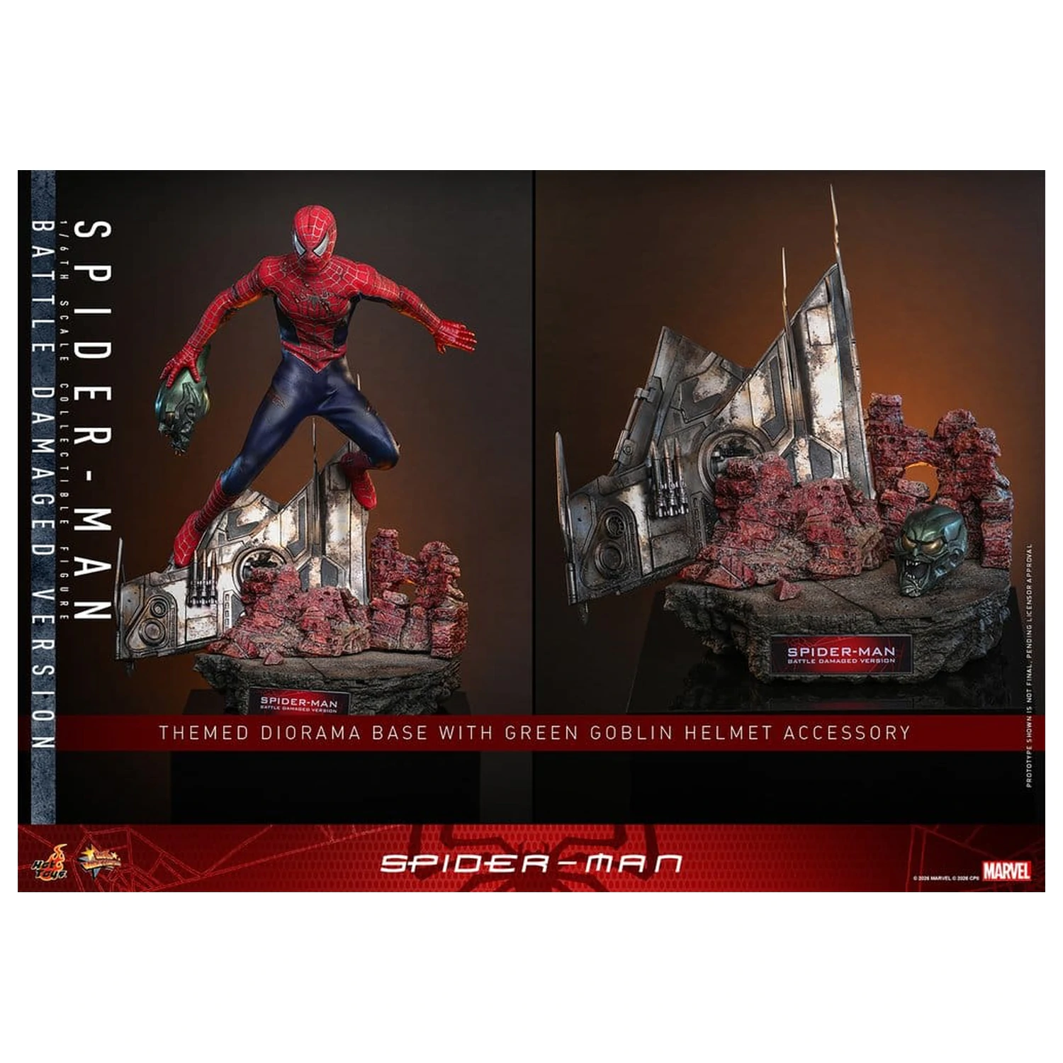 Spider-Man Movie Masterpiece akcijska figura 1/6 Spider-Man (Battle Damaged Version) 30 cm fotografija proizvoda