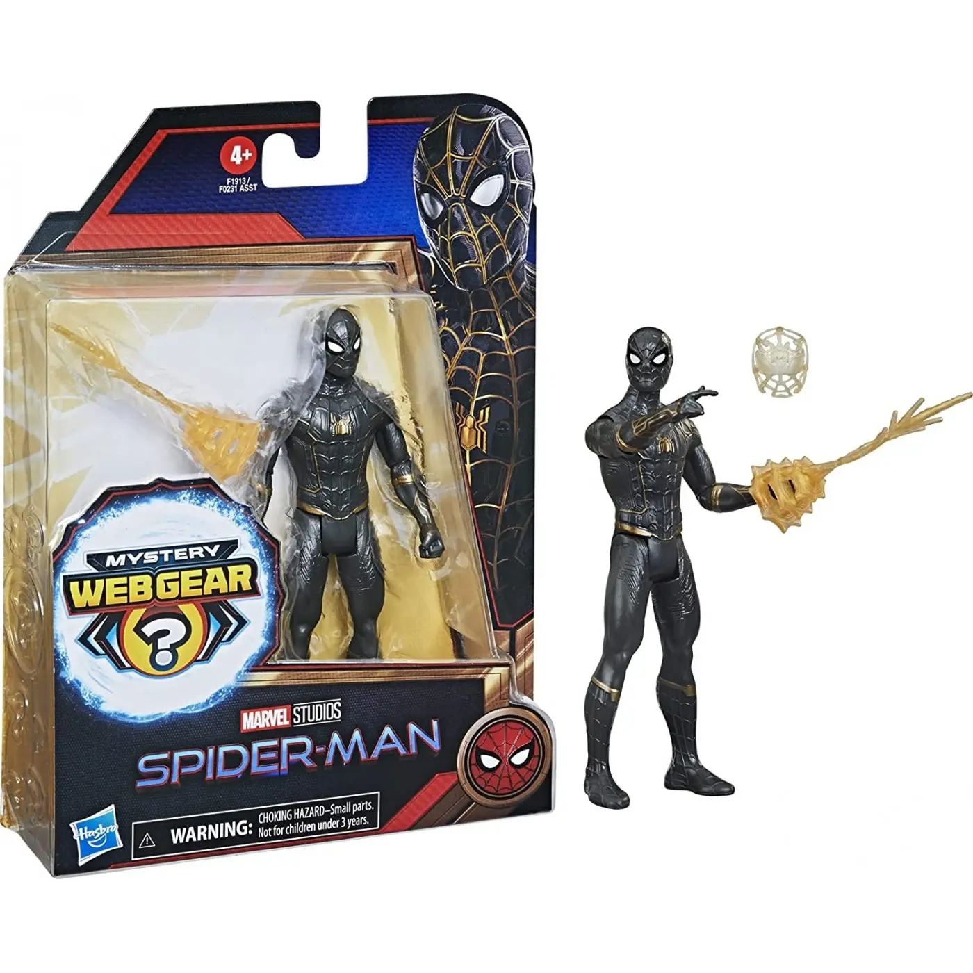 Spider-Man Pókember Black and Gold Suit Spider-Man Mystery Web Gear akcijska figura 13cm fotografija proizvoda