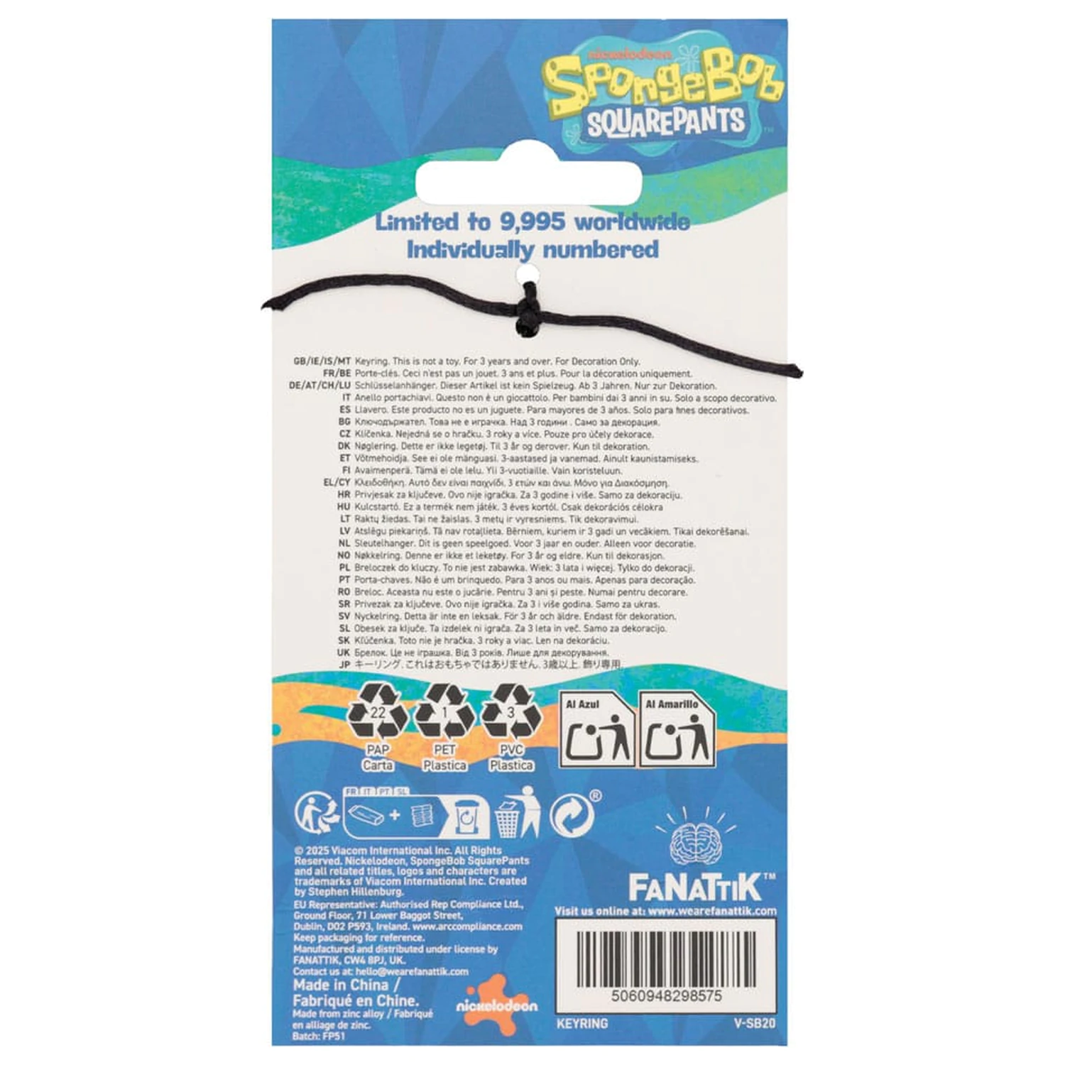 SpongeBob Squarepants privjesak za ključeve vozačka dozvola ograničeno izdanje fotografija proizvoda