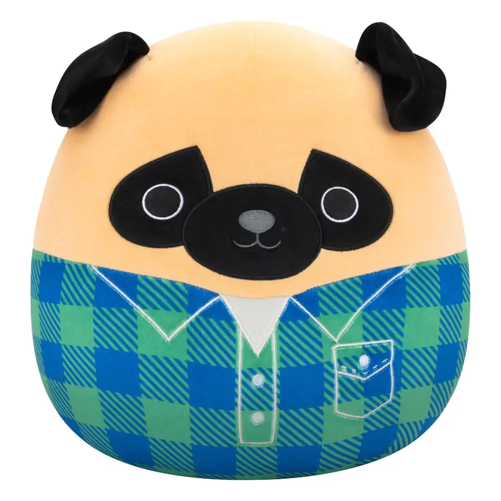 Squishmallows Plišana figura smeđeg mopsa u zelenoj i plavoj flanelskoj košulji Prince 30 cm fotografija proizvoda