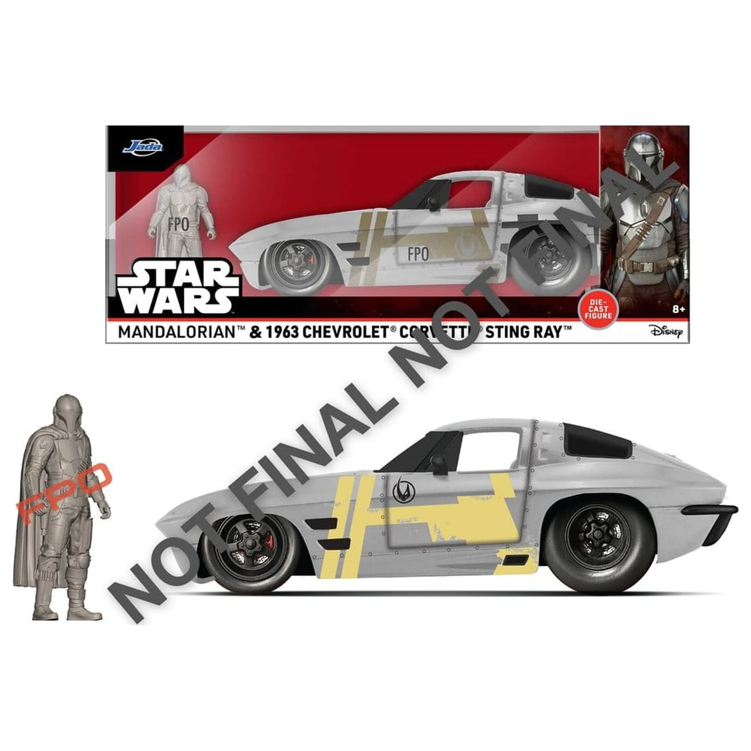 Star Wars Diecast Model 1:24 Mandalorian Chevrolet Corvette Sting Ray 1963 fotografija proizvoda