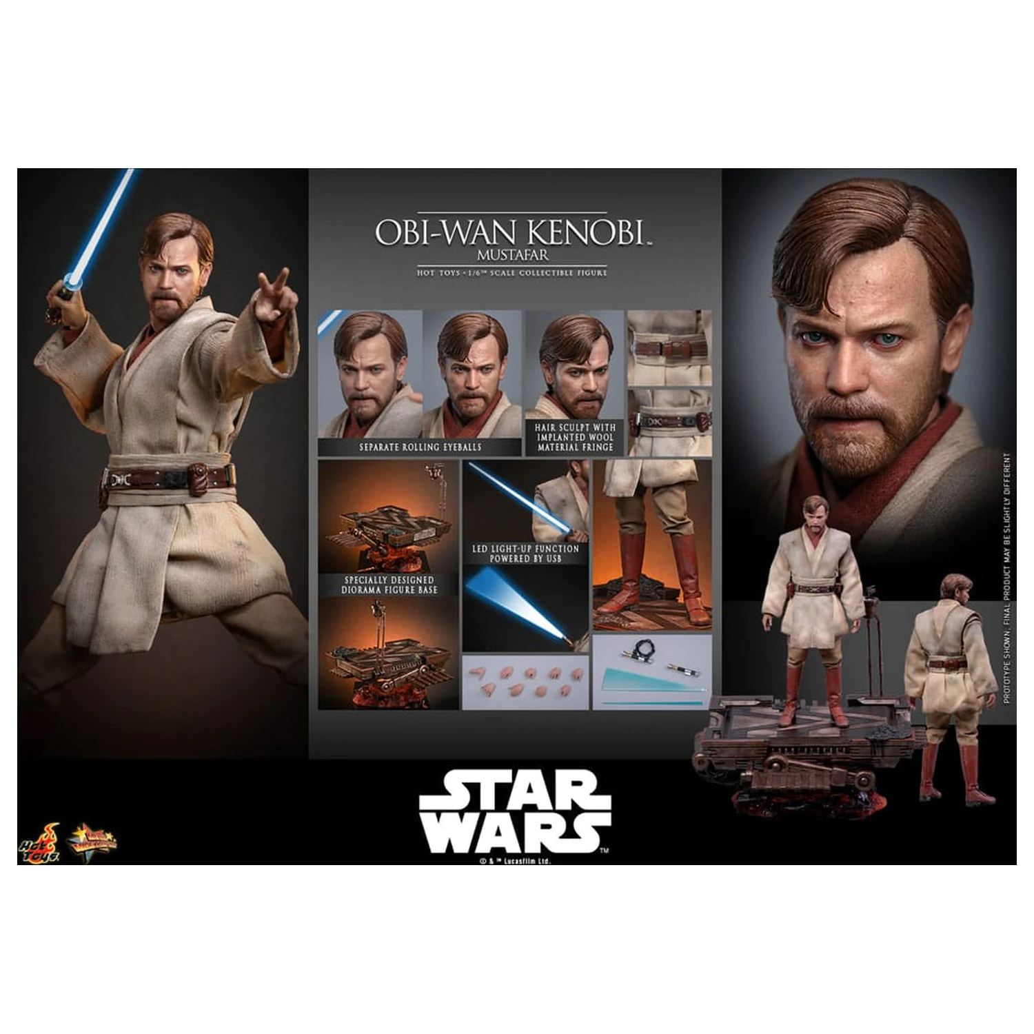 Star Wars: Episode III - Revenge of the Sith Movie Masterpiece akcijska figura 1/6 Obi-Wan Kenobi (Mustafar) 31 cm fotografija proizvoda