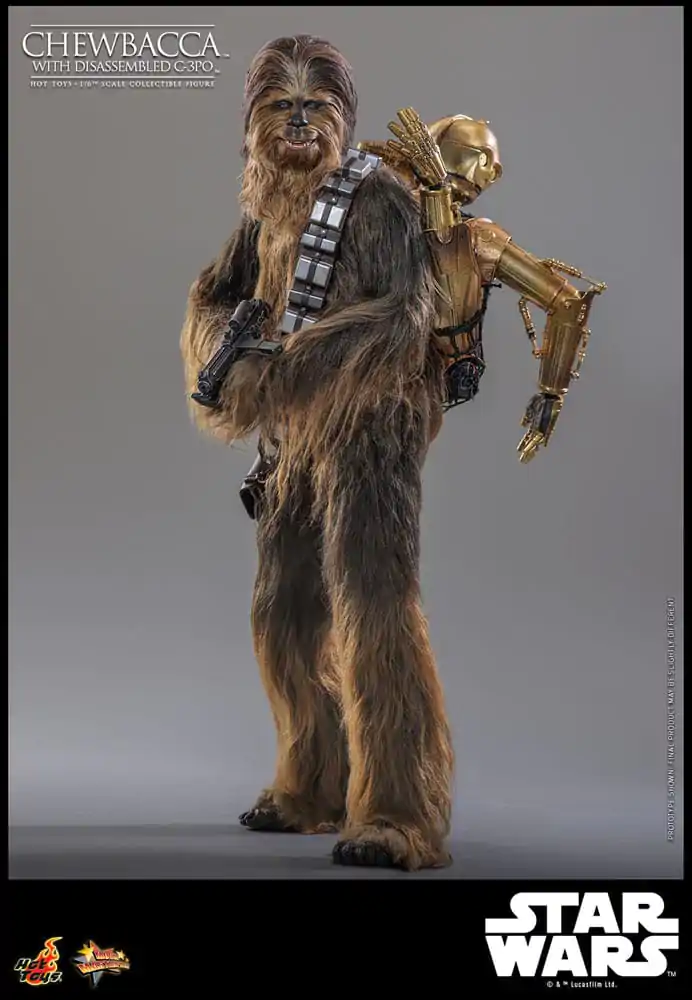 Star Wars Episode V Movie Masterpiece akcijska figura 1/6 Chewbacca s rastavljenim C-3PO 36 cm fotografija proizvoda