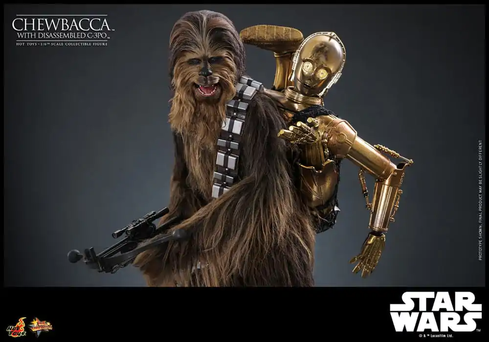 Star Wars Episode V Movie Masterpiece akcijska figura 1/6 Chewbacca s rastavljenim C-3PO 36 cm fotografija proizvoda