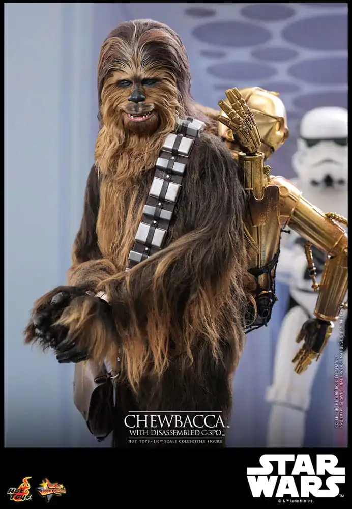 Star Wars Episode V Movie Masterpiece akcijska figura 1/6 Chewbacca s rastavljenim C-3PO 36 cm fotografija proizvoda