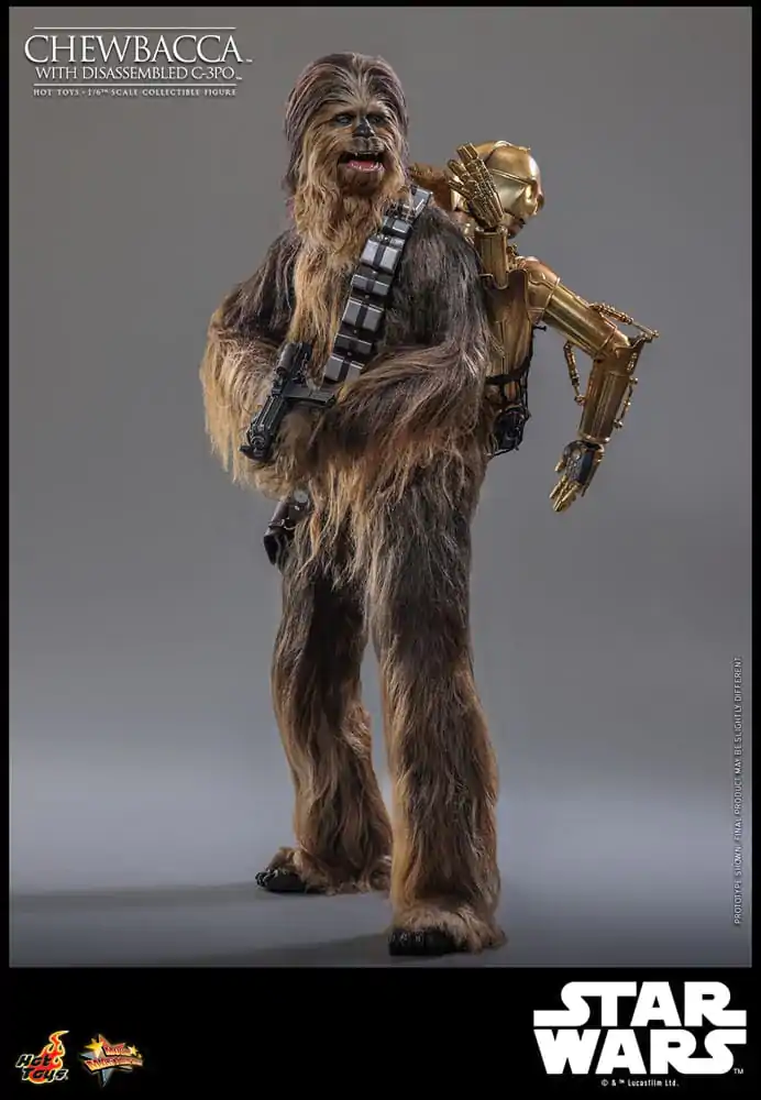 Star Wars Episode V Movie Masterpiece akcijska figura 1/6 Chewbacca s rastavljenim C-3PO 36 cm fotografija proizvoda