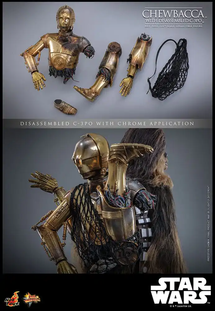 Star Wars Episode V Movie Masterpiece akcijska figura 1/6 Chewbacca s rastavljenim C-3PO 36 cm fotografija proizvoda