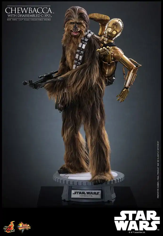 Star Wars Episode V Movie Masterpiece akcijska figura 1/6 Chewbacca s rastavljenim C-3PO 36 cm fotografija proizvoda