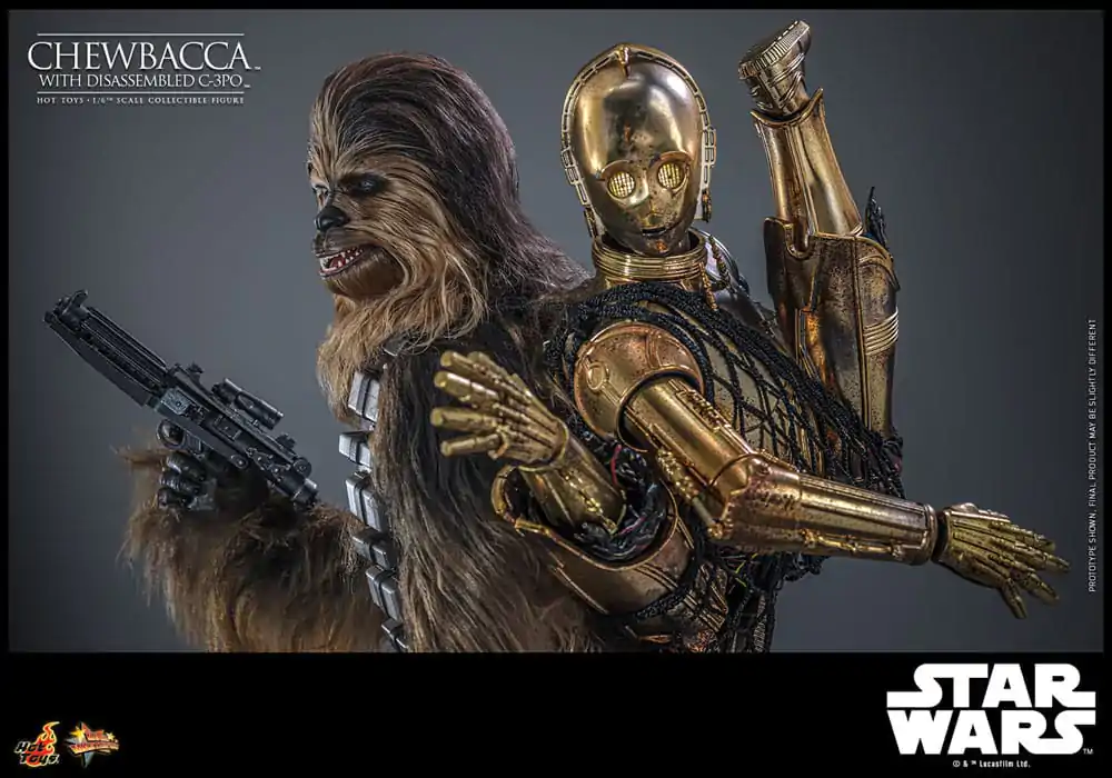 Star Wars Episode V Movie Masterpiece akcijska figura 1/6 Chewbacca s rastavljenim C-3PO 36 cm fotografija proizvoda