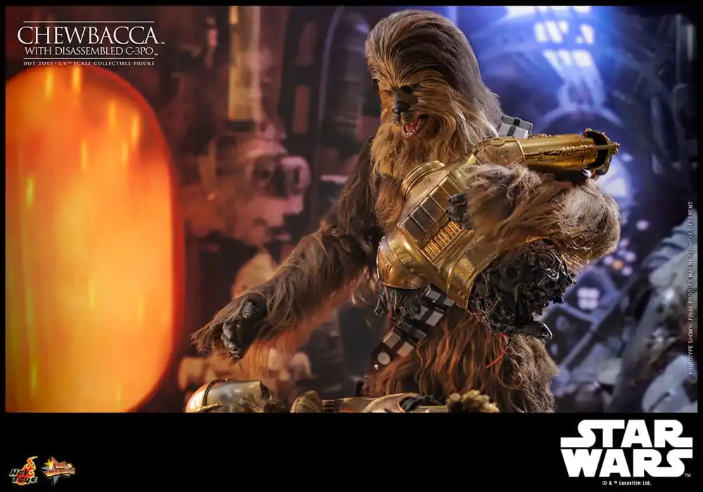 Star Wars Episode V Movie Masterpiece akcijska figura 1/6 Chewbacca s rastavljenim C-3PO 36 cm fotografija proizvoda