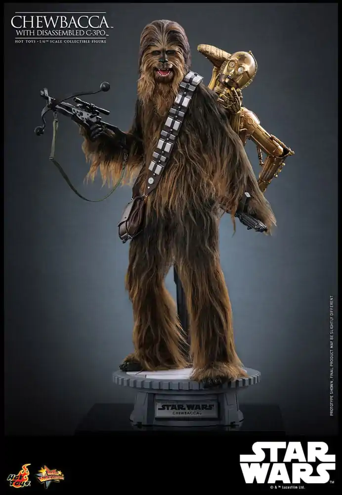 Star Wars Episode V Movie Masterpiece akcijska figura 1/6 Chewbacca s rastavljenim C-3PO 36 cm fotografija proizvoda