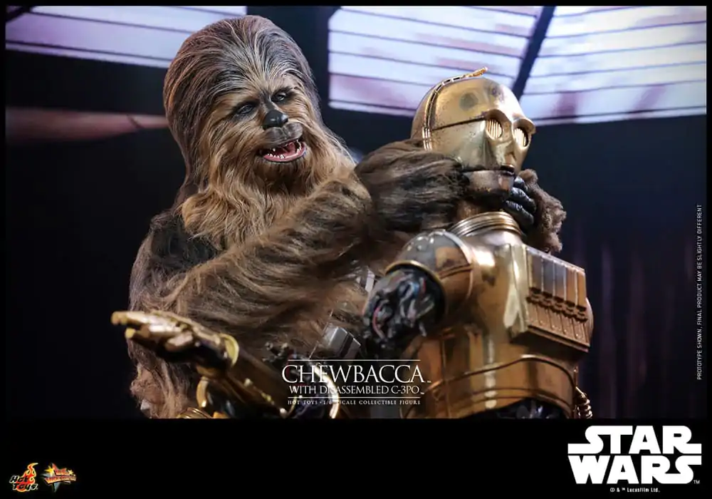 Star Wars Episode V Movie Masterpiece akcijska figura 1/6 Chewbacca s rastavljenim C-3PO 36 cm fotografija proizvoda