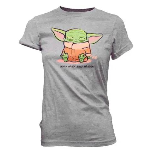 Star Wars Mandalorian Cute Yoda The Child Sleeping siva ženska majica kratkih rukava fotografija proizvoda