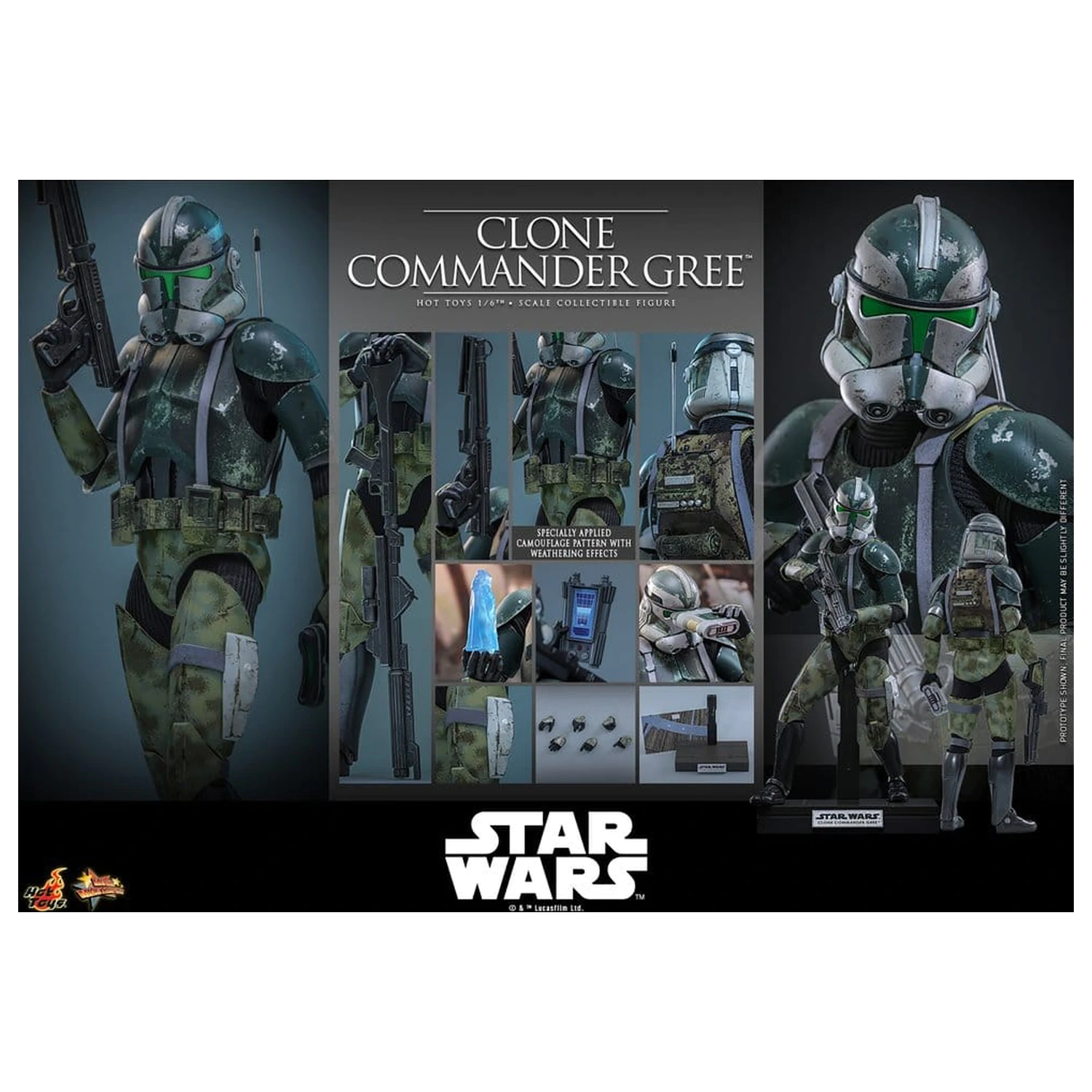 Star Wars Movie Masterpiece Akcijska figura 1/6 Clone Commander Gree 30 cm fotografija proizvoda
