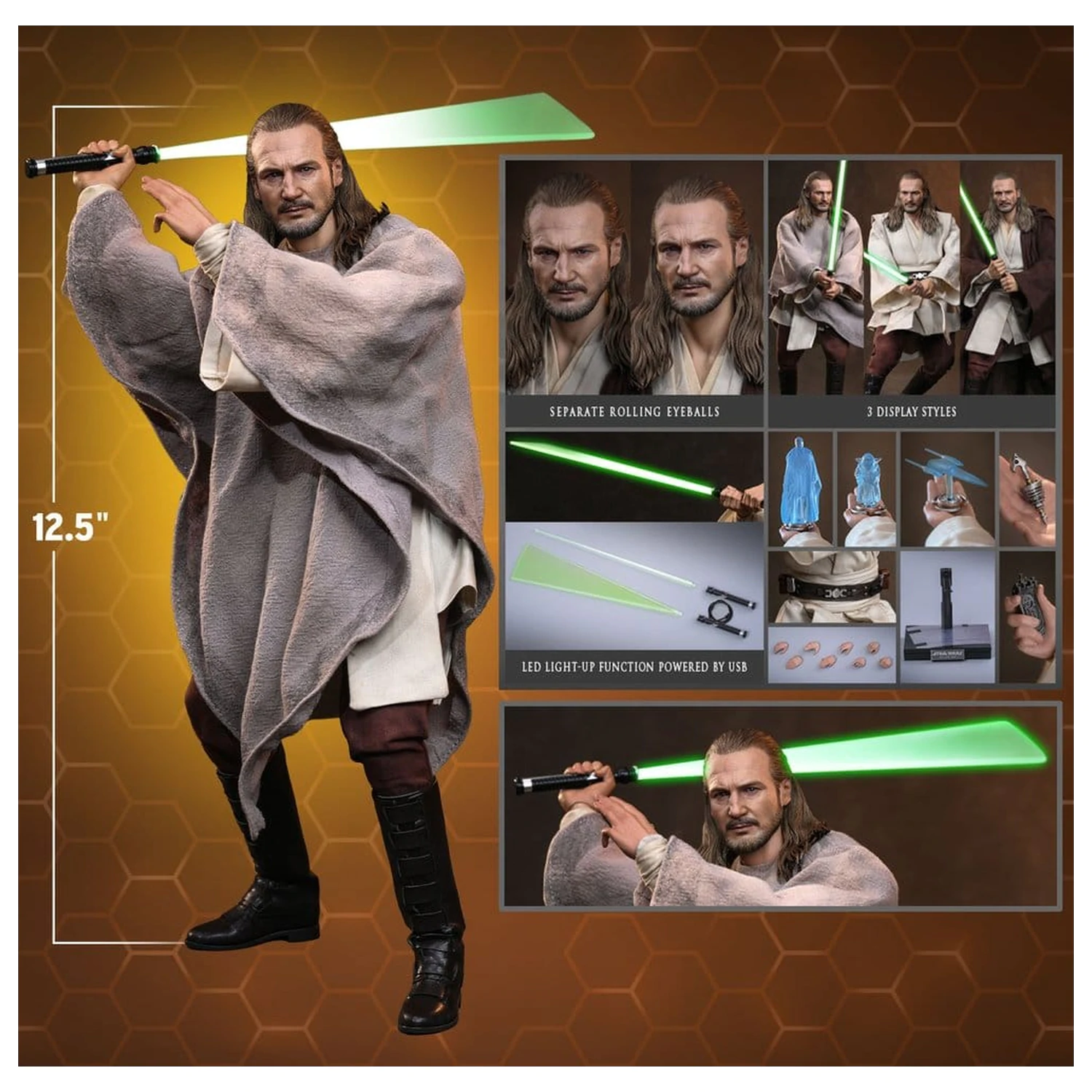 Star Wars Movie Masterpiece akcijska figura 1/6 Qui-Gon Jinn (Collector Edition) 32 cm fotografija proizvoda