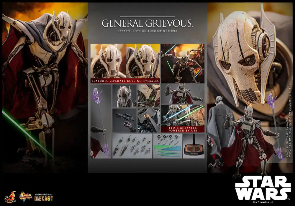 Star Wars Movie Masterpiece Diecast akcijska figura 1/6 General Grievous 42 cm fotografija proizvoda