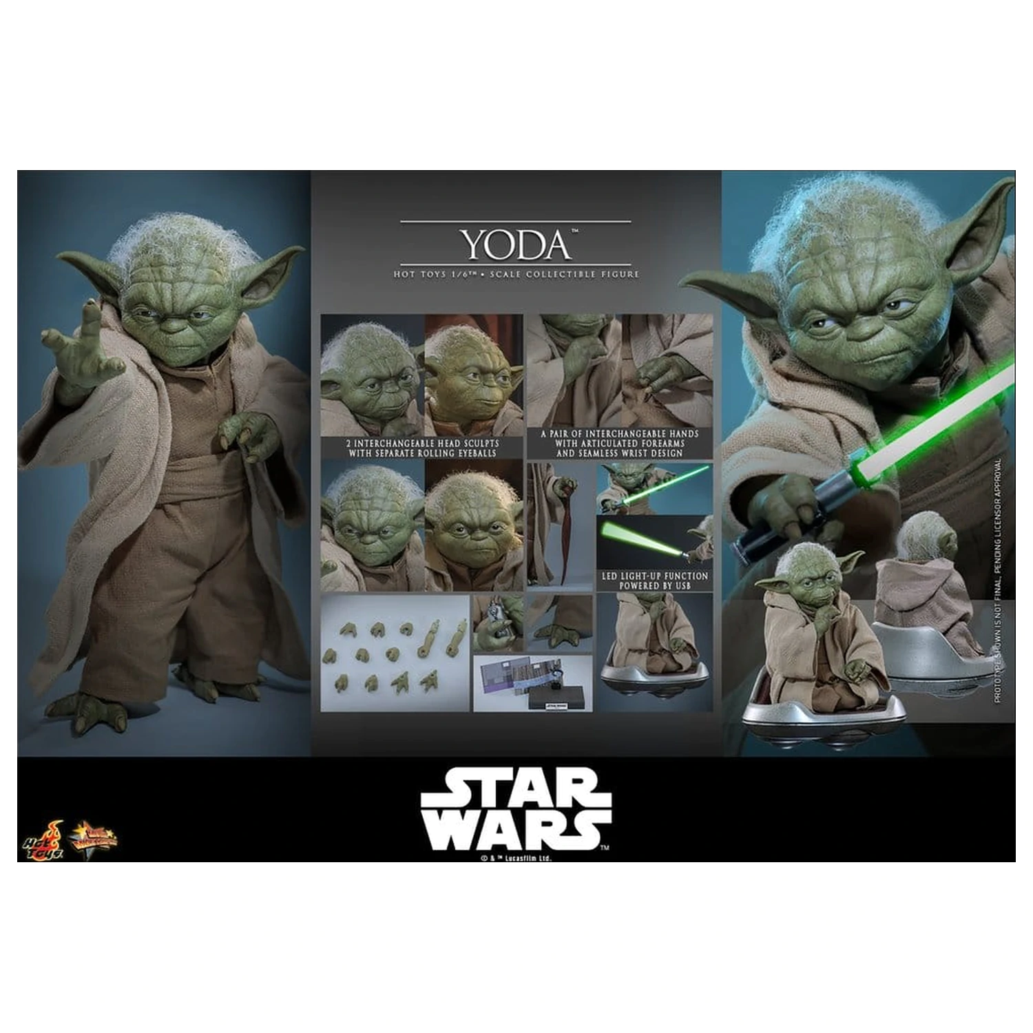 Star Wars: Revenge of the Sith Movie Masterpiece akcijska figura 1/6 Yoda 14 cm fotografija proizvoda