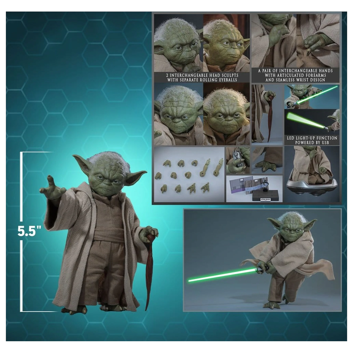 Star Wars: Revenge of the Sith Movie Masterpiece akcijska figura 1/6 Yoda 14 cm fotografija proizvoda