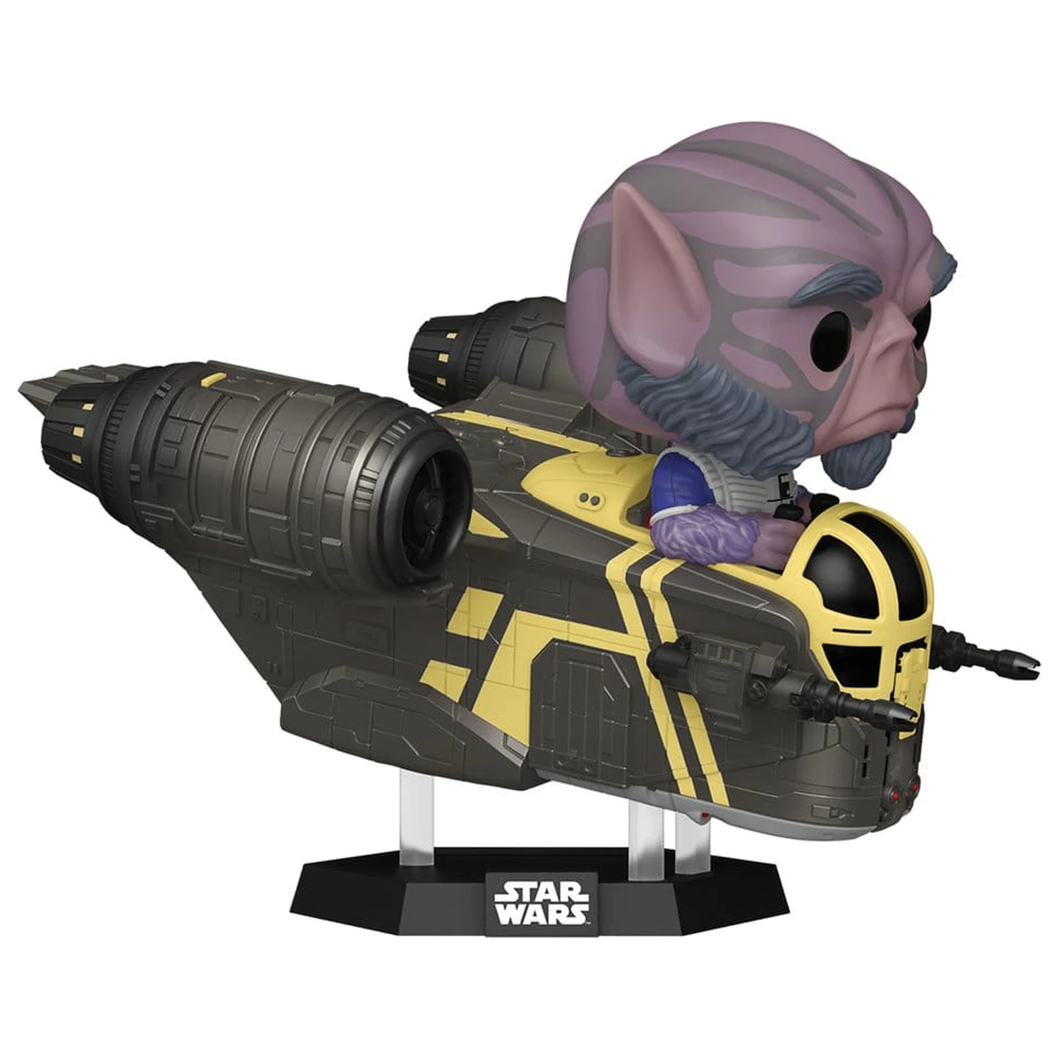 Star Wars: The Mandalorian and Grogu Funko POP! Rides Deluxe vinilna figura s klimavom glavom Zeb Orrelios in the Razor Crest fotografija proizvoda
