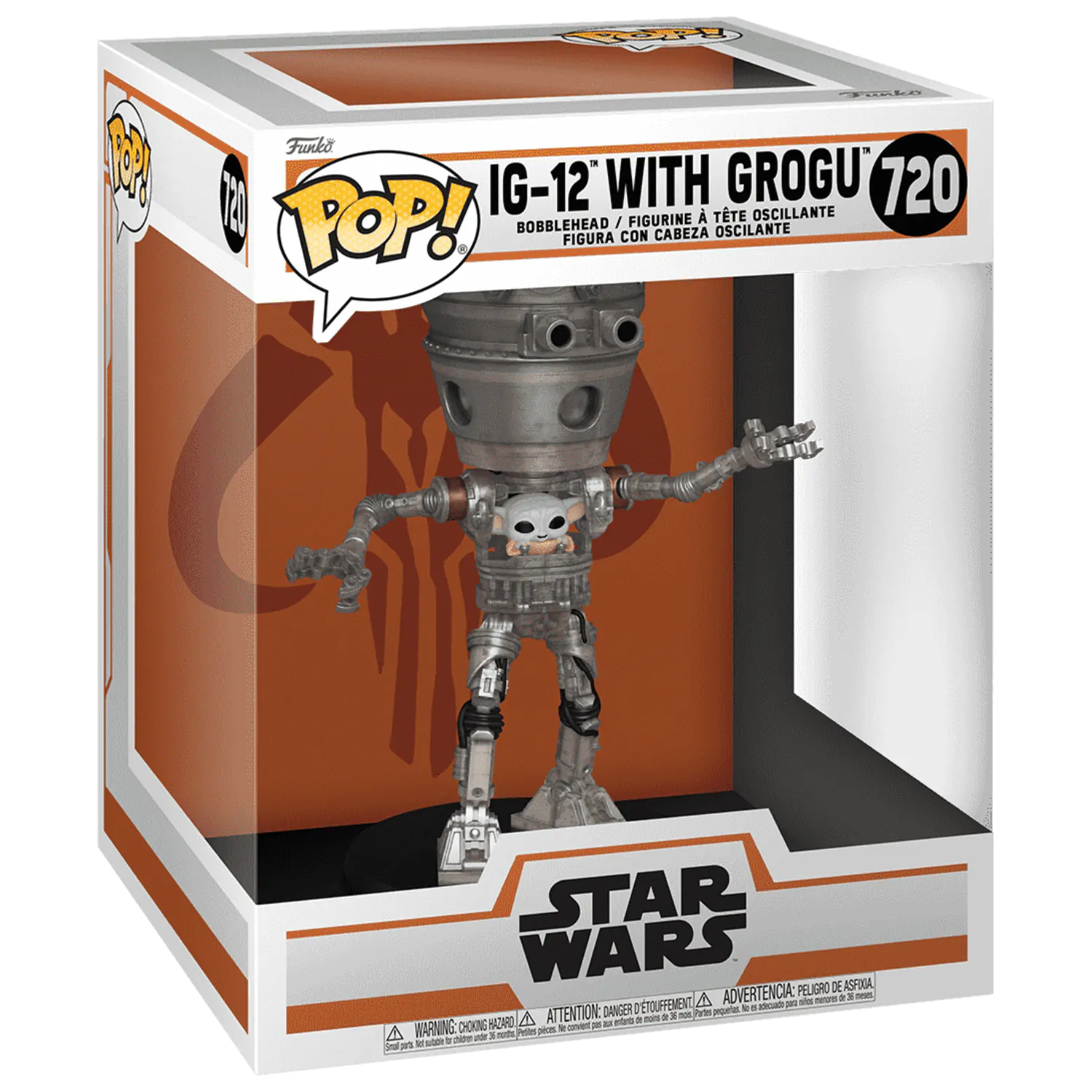 Star Wars: The Mandalorian Funko POP! Deluxe Vinilna klimoglavac figura IG-12 with Grogu 17 cm fotografija proizvoda