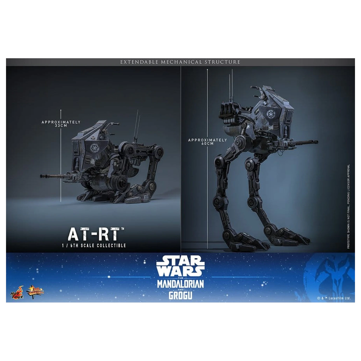 Star Wars: The Mandalorian & Grogu Movie Masterpiece set akcijskih figura 1/6 Imperial Remnant AT-RT Driver i AT-RT 60 cm fotografija proizvoda