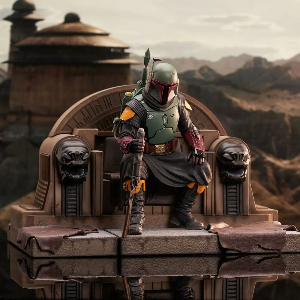 Star Wars: The Mandalorian Premier Collection Kip 1/7 Boba Fett on Throne 24 cm fotografija proizvoda