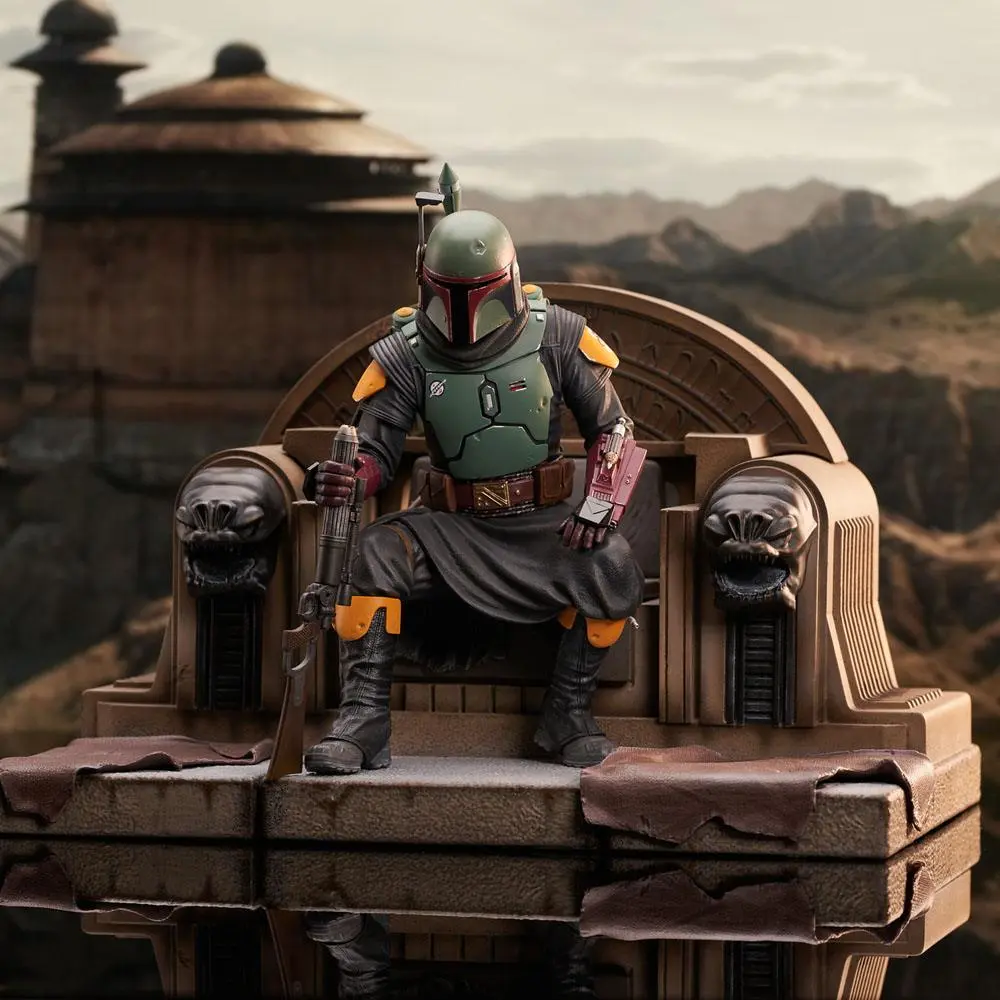 Star Wars: The Mandalorian Premier Collection Kip 1/7 Boba Fett on Throne 24 cm fotografija proizvoda