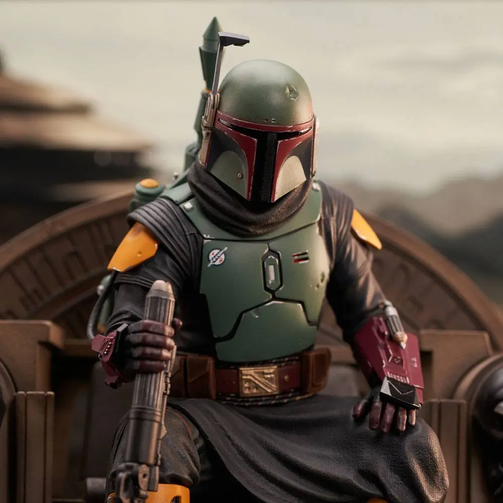 Star Wars: The Mandalorian Premier Collection Kip 1/7 Boba Fett on Throne 24 cm fotografija proizvoda