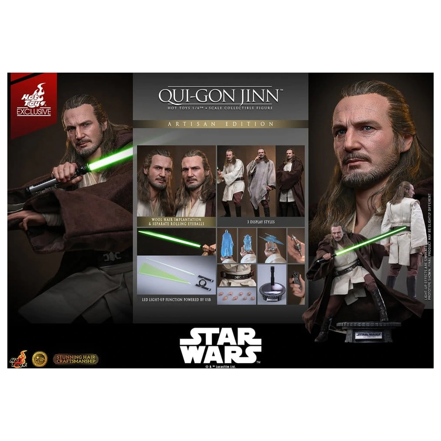 Star Wars: The Phantom Menace filmska Masterpiece akcijska figura 1/6 Qui-Gon Jinn (Artisan Edition) Hot Toys Exclusive 32 cm fotografija proizvoda