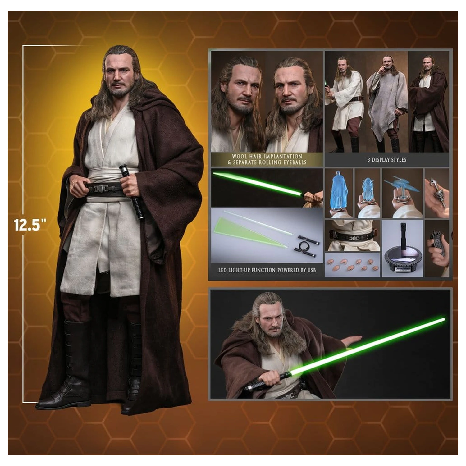 Star Wars: The Phantom Menace filmska Masterpiece akcijska figura 1/6 Qui-Gon Jinn (Artisan Edition) Hot Toys Exclusive 32 cm fotografija proizvoda
