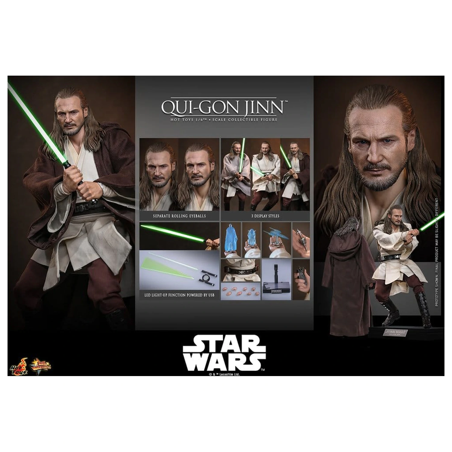 Star Wars: The Phantom Menace filmska Masterpiece akcijska figura 1/6 Qui-Gon Jinn (Artisan Edition) Hot Toys Exclusive 32 cm fotografija proizvoda