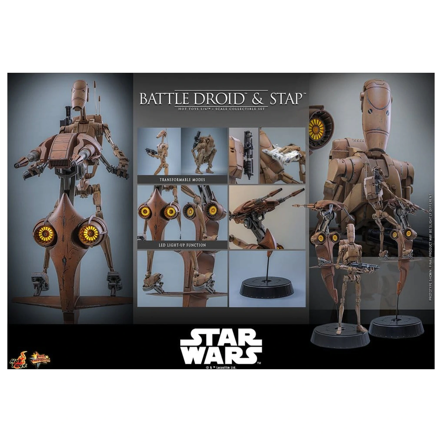 Star Wars: The Phantom Menace filmski Masterpiece set akcijskih figura 1/6 Battle Droid & STAP 32 cm fotografija proizvoda