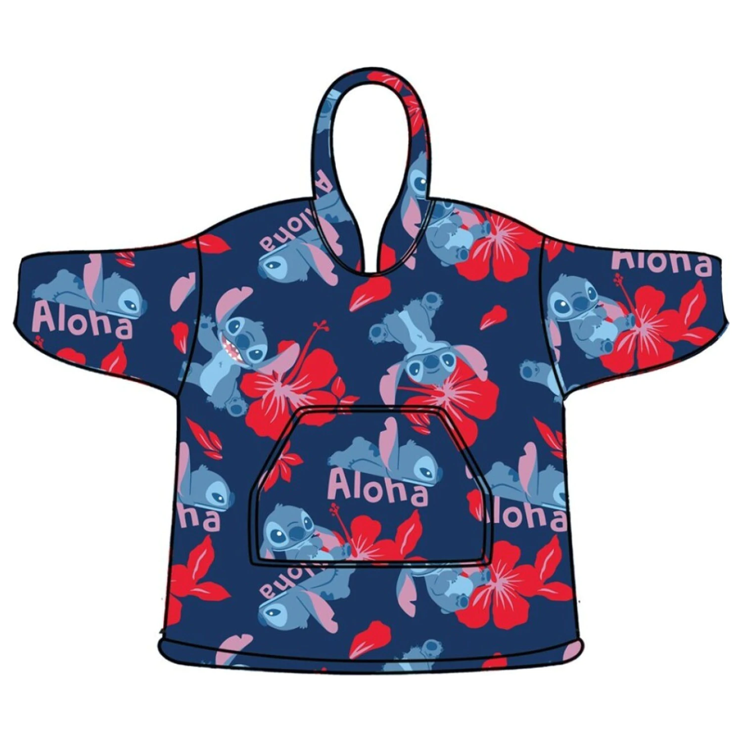 Stitch Aloha Adult nosiva plišana deka od flisa pončo fotografija proizvoda