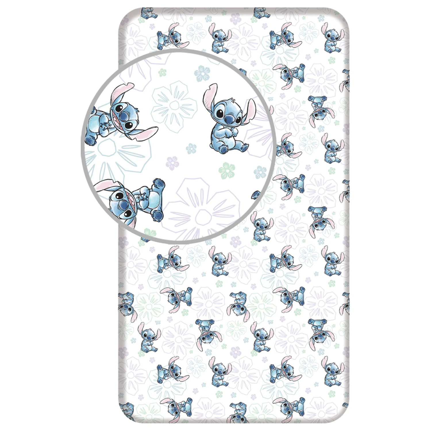 Stitch Ohana White fitted plahta 90x200 cm fotografija proizvoda