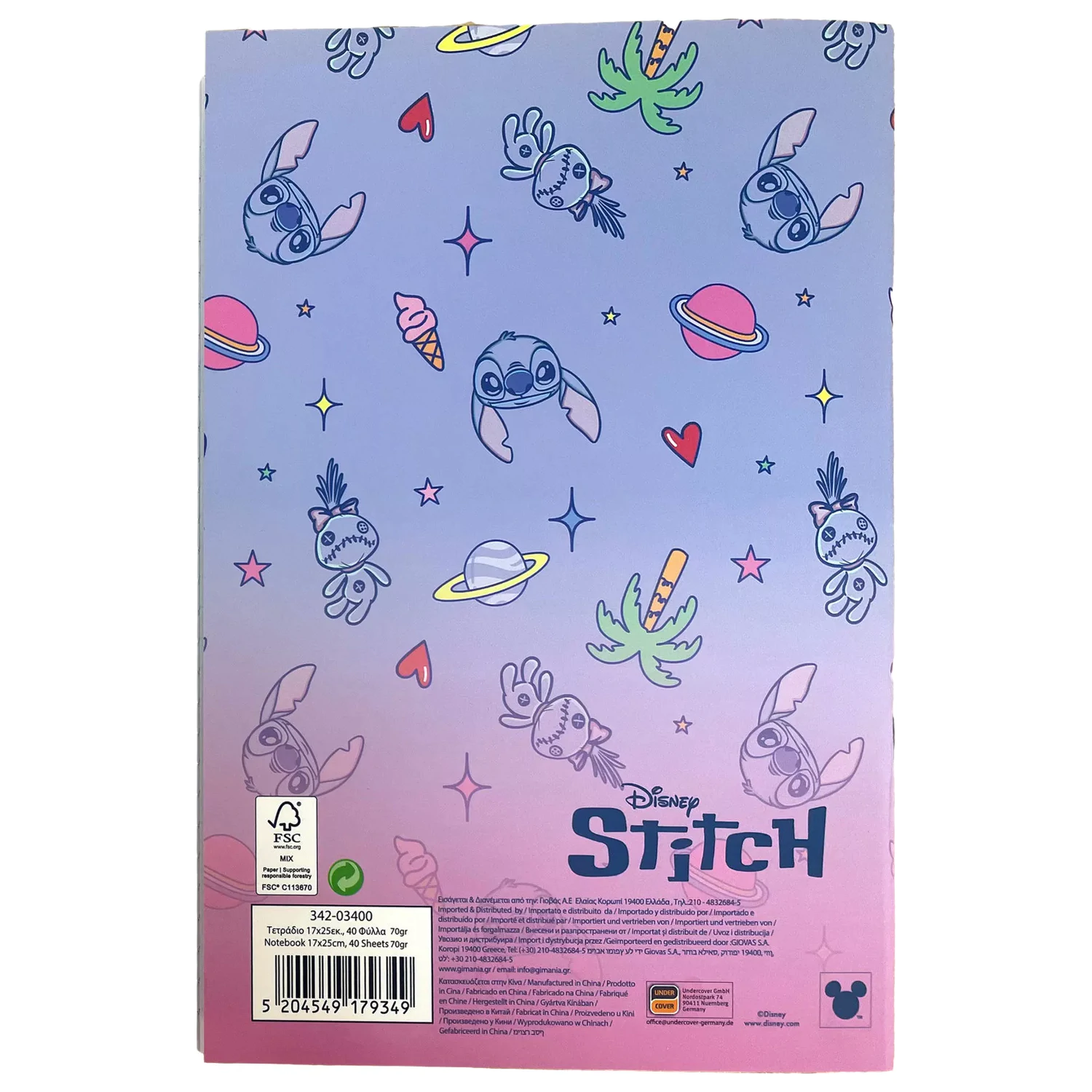 Stitch Palm B/5 bilježnica s crtama 40 stranica fotografija proizvoda