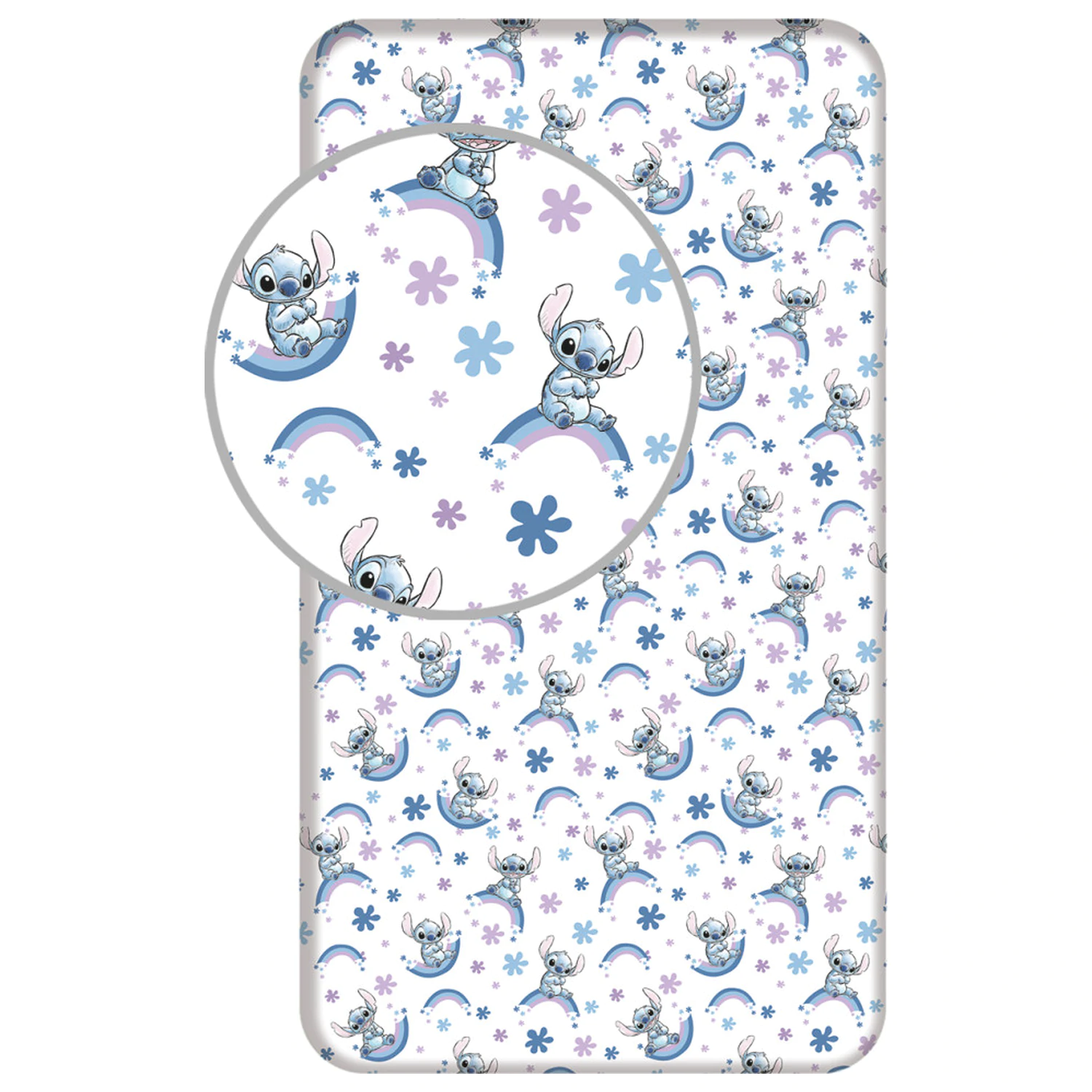 Stitch Rainbow Fitted plahta 90x200 cm fotografija proizvoda