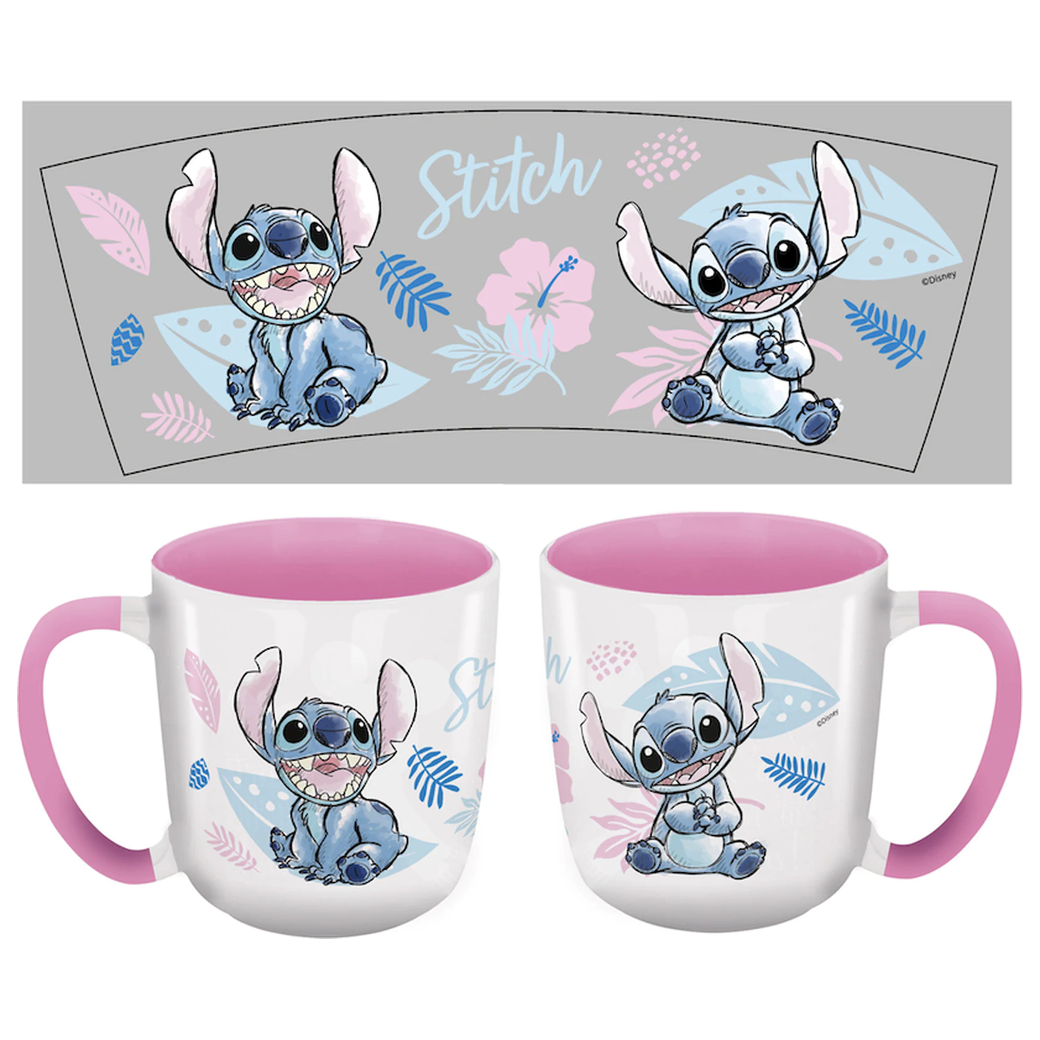 Stitch Watercolor Pink Šalica fotografija proizvoda