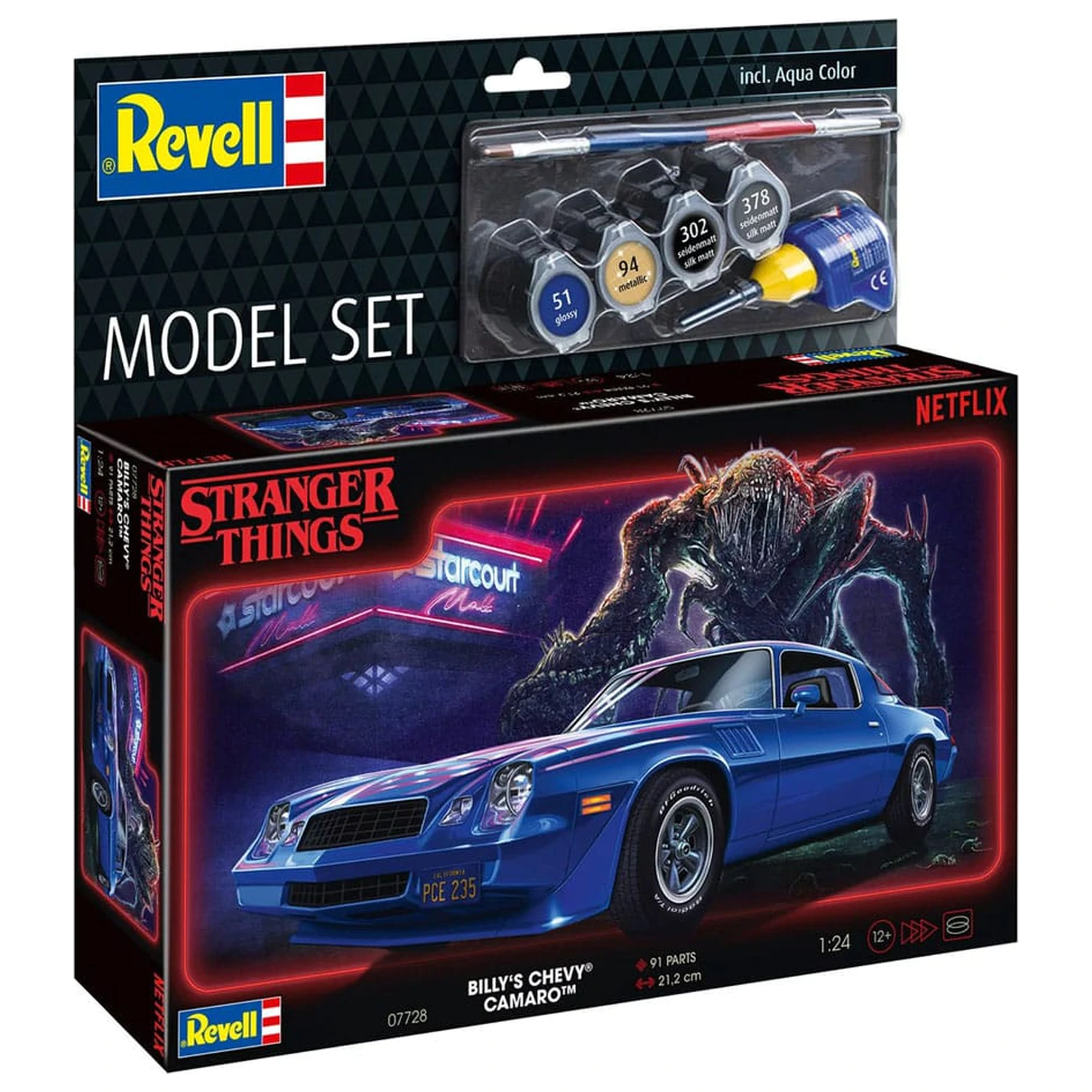 Stranger Things Model Kit Set 1/25 Chevy Camaro Z/28 (Aqua Color) 19 cm fotografija proizvoda