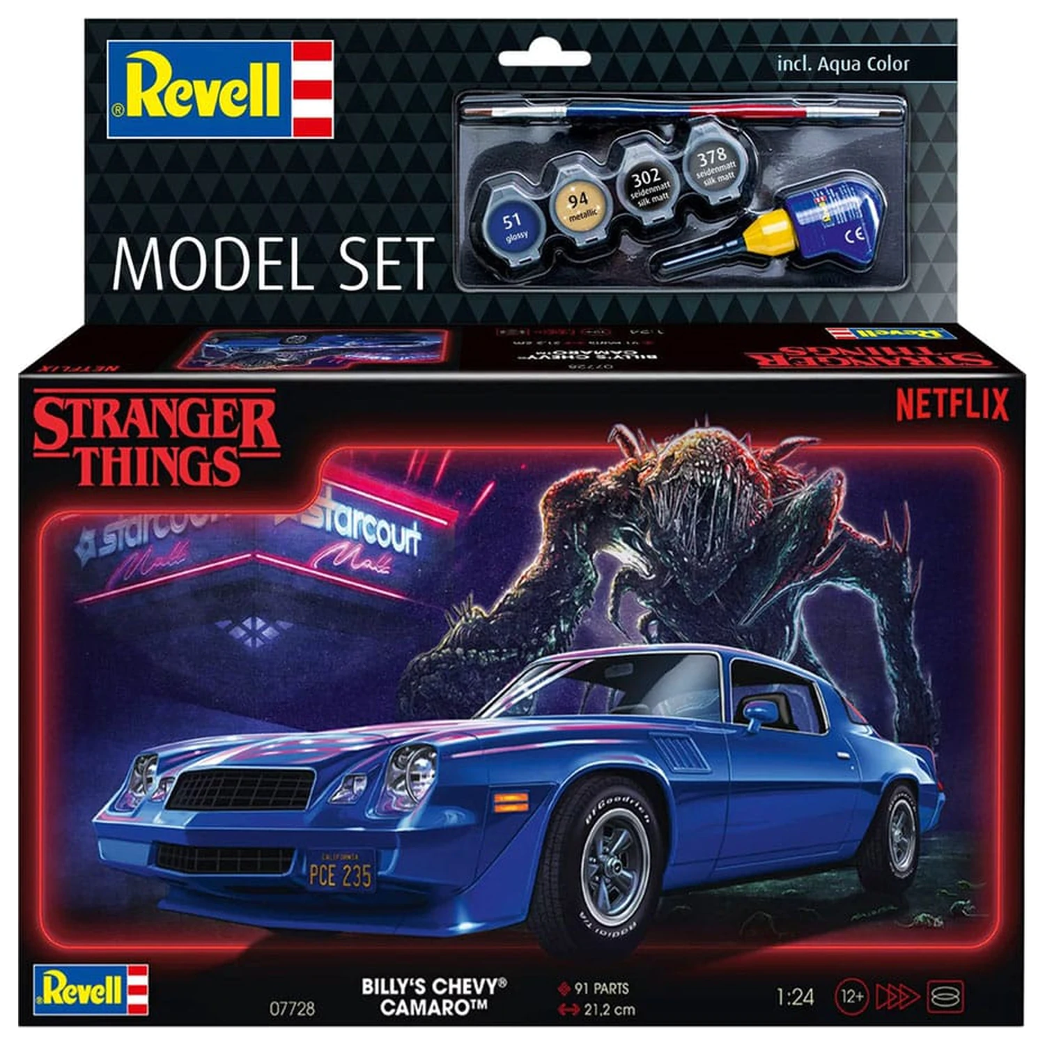 Stranger Things Model Kit Set 1/25 Chevy Camaro Z/28 (Aqua Color) 19 cm fotografija proizvoda