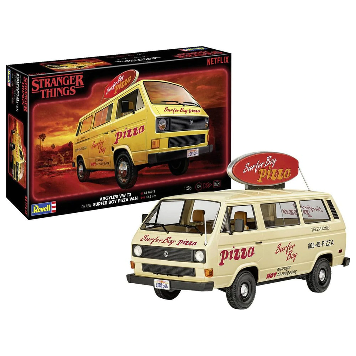 Stranger Things Komplet modela 1/25 VW T3 Bus Surfer Boy 19 cm fotografija proizvoda