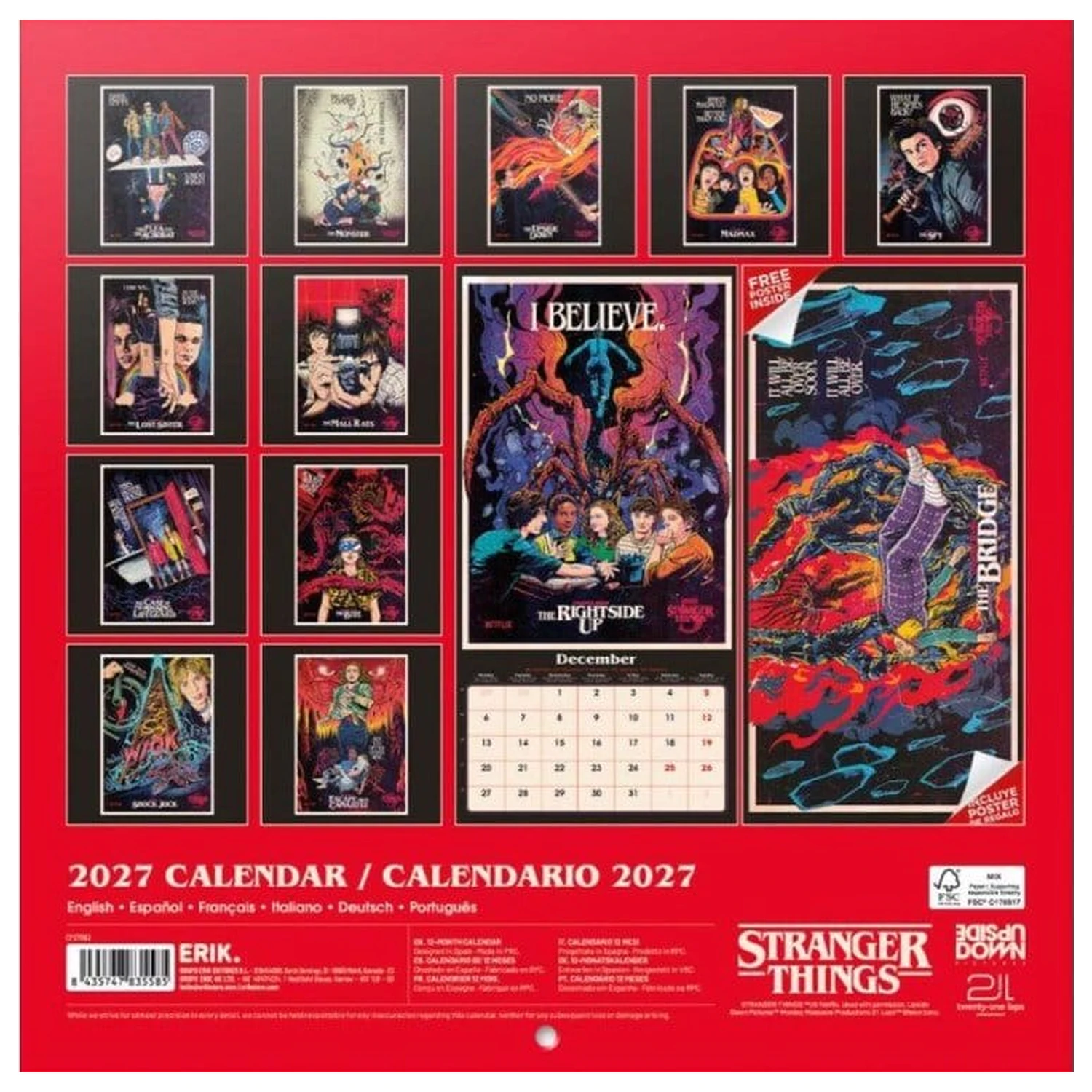Stranger Things zidni kalendar 2027 30 x 30 cm fotografija proizvoda