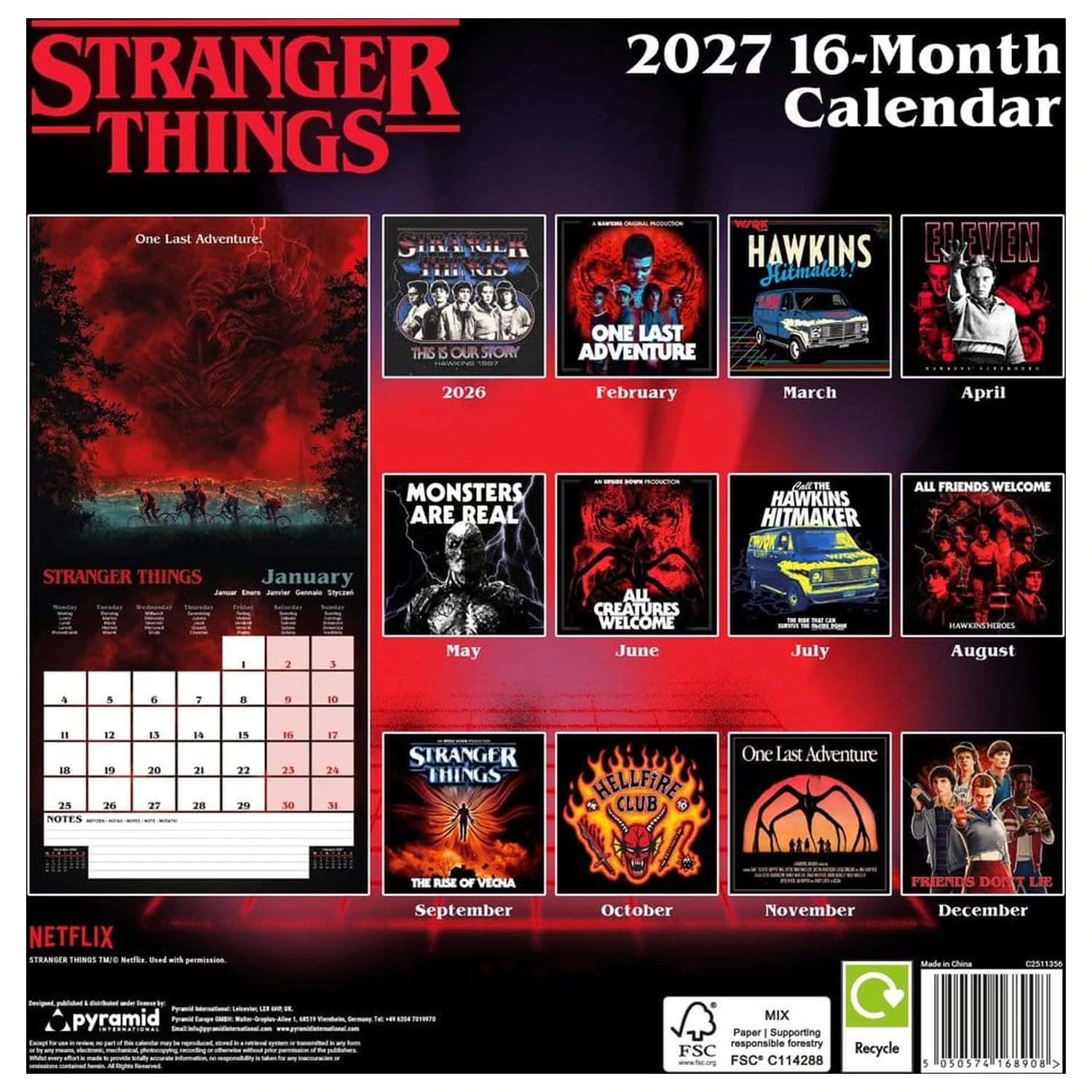 Stranger Things Kalendar 2027 30 x 30 cm fotografija proizvoda