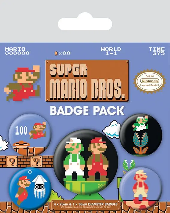 Super Mario Bros. Bedževi s iglom - paket od 5 komada fotografija proizvoda