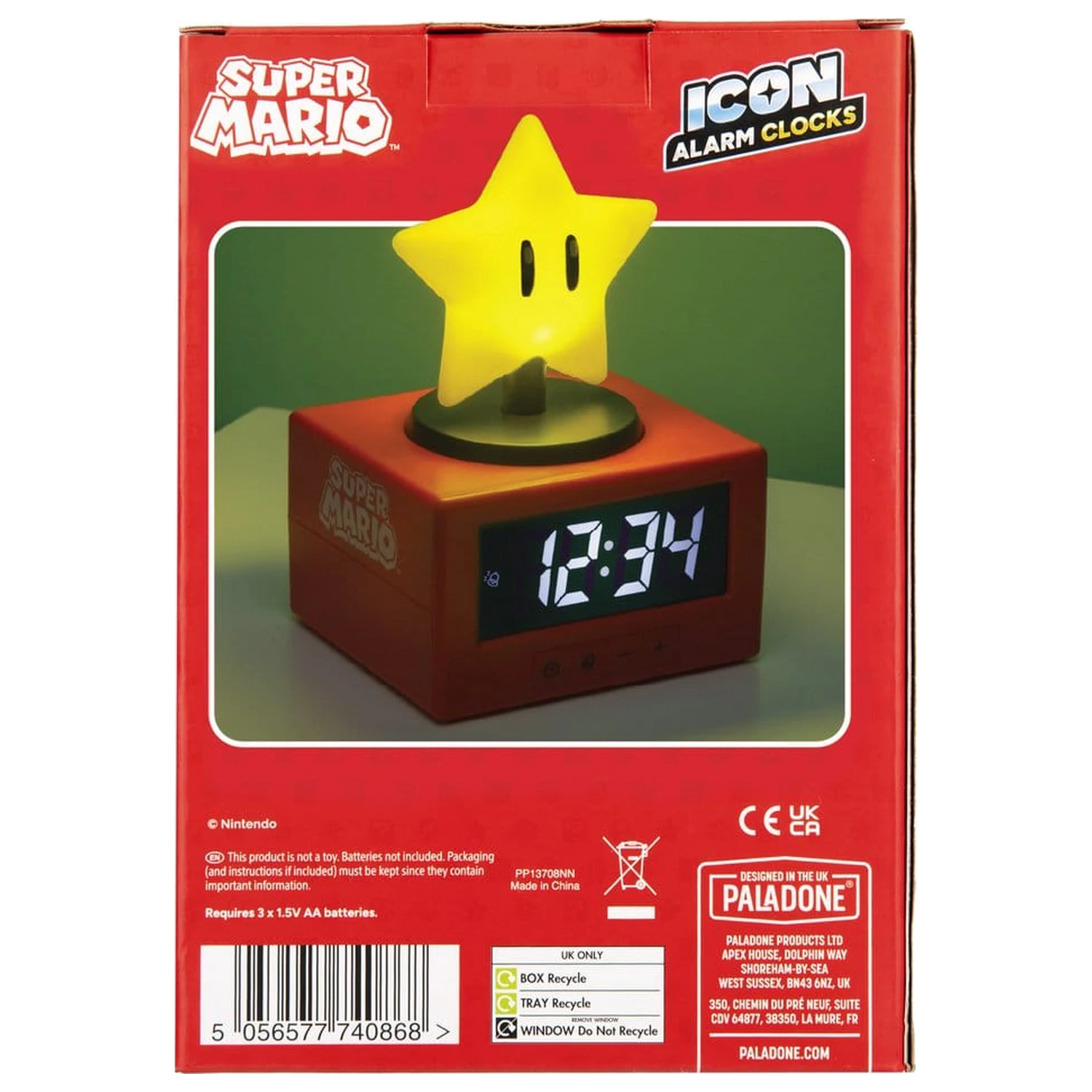 Super Mario Icon Budilica Super Star 15 cm fotografija proizvoda