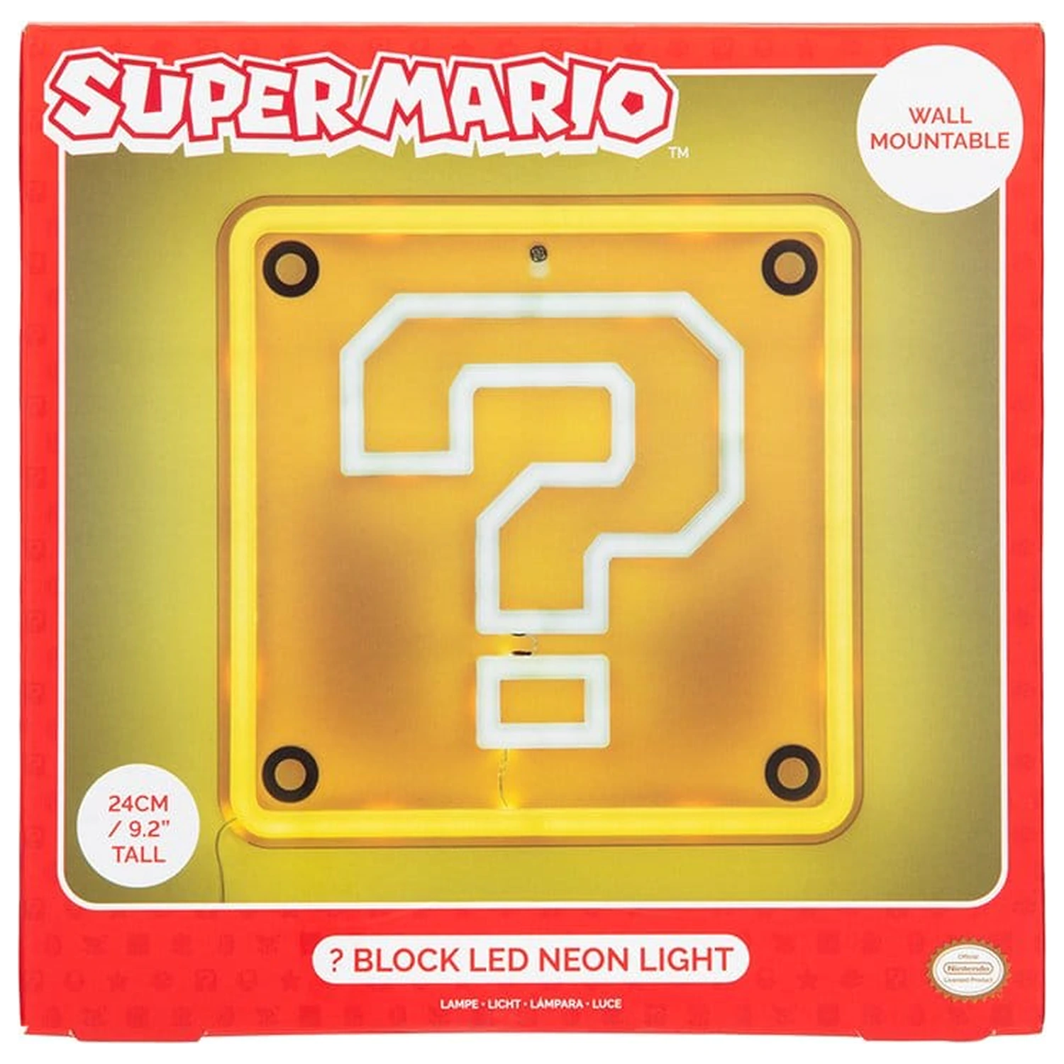 Super Mario LED neonska zidna svjetiljka Question Block 24 x 24 cm fotografija proizvoda