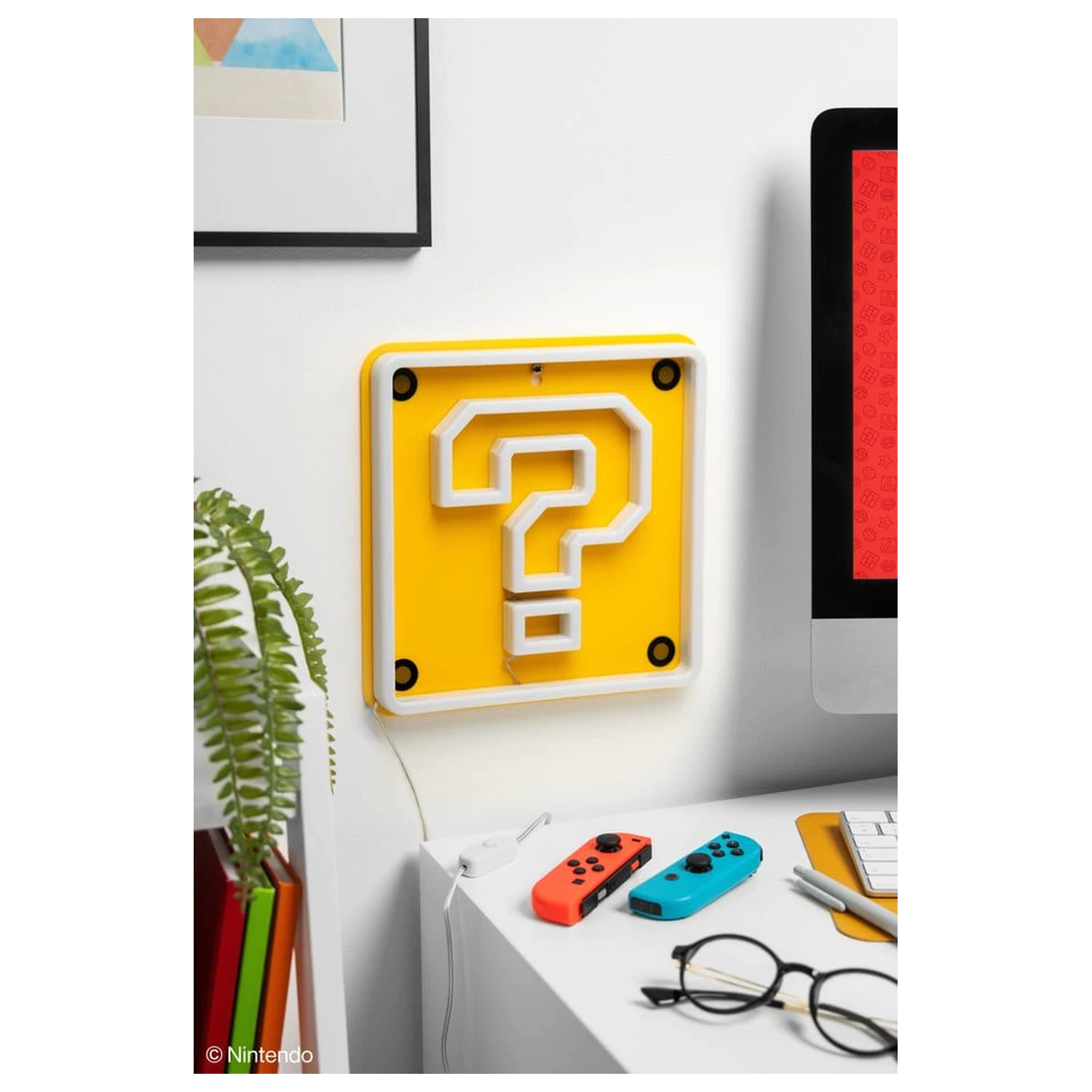 Super Mario LED neonska zidna svjetiljka Question Block 24 x 24 cm fotografija proizvoda