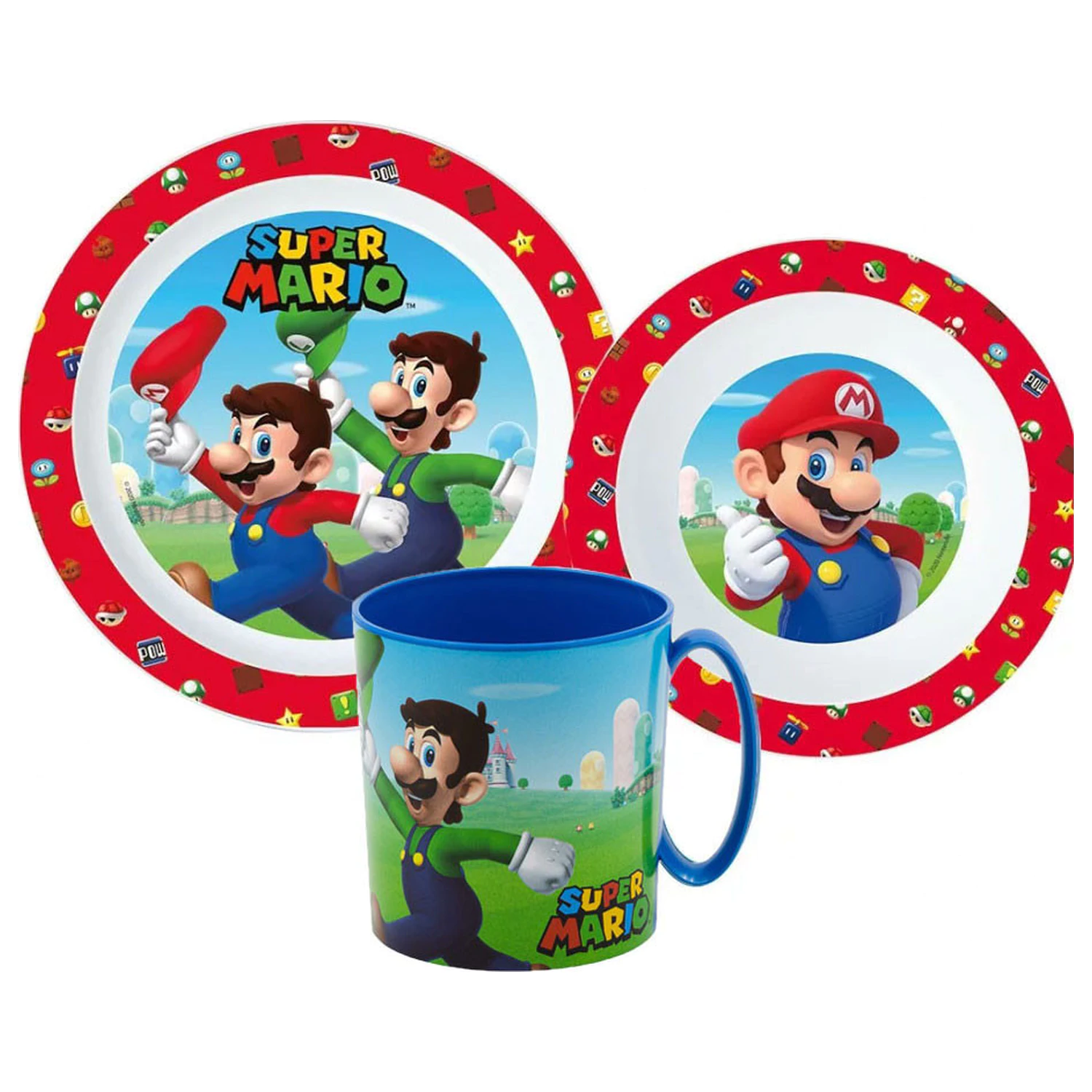 Super Mario Mushroom Kingdom set posuđa za jelo, mikroplastični set s 350 ml šalicom fotografija proizvoda