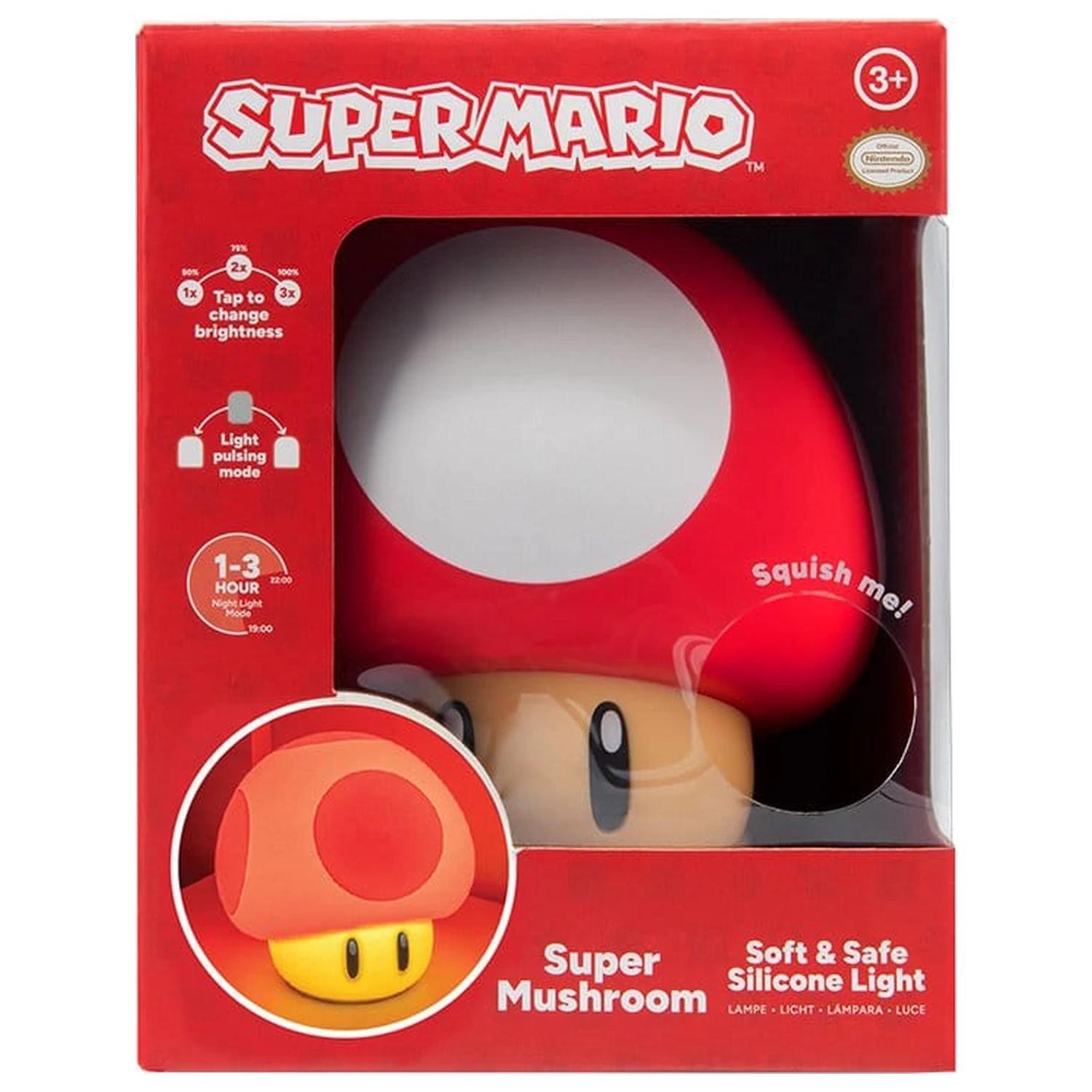 Super Mario SquishyGlo Silikonsko svjetlo Super Gljiva 15 cm fotografija proizvoda